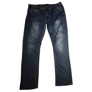 Steve's Jeans Mens 38x32 Blue Straight Leg Stretch Denim Pants Zipper Pocket 897